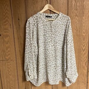 Apt 9 plus size half zip soft and silky animal print popover blouse women’s 3X